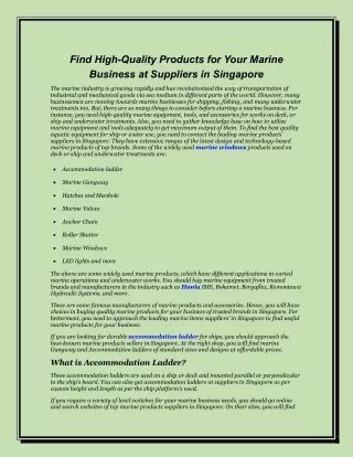 Find High-Quality Products for Your Marine Business