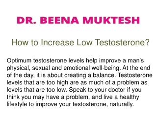 how to increase low testosterone