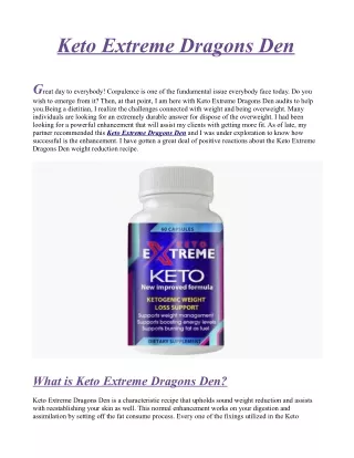 Keto Extreme Dragons Den PDF