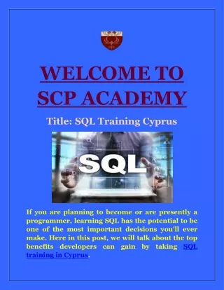 SQL Training Cyprus