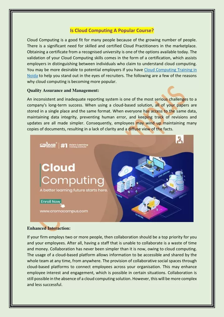 is cloud computing a popular course