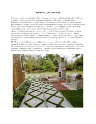 Frederick Law Olmstead _ Noble Garden Design