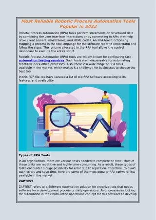most reliable robotic process automation tools