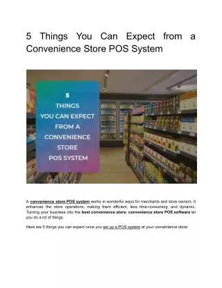 5 Things You Can Expect from a Convenience Store POS System