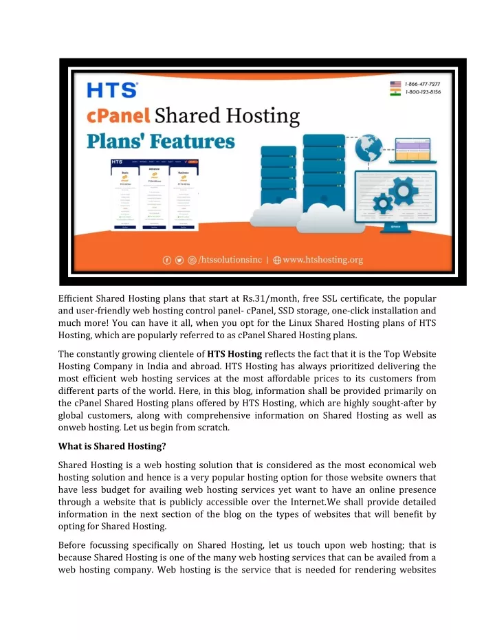 efficient shared hosting plans that start