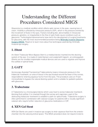 Understanding the Different Procedures Considered MIGS