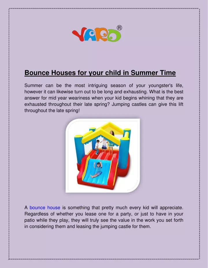 bounce houses for your child in summer time
