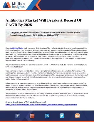 Antibiotics Market Will Breaks A Record Of CAGR By 2028