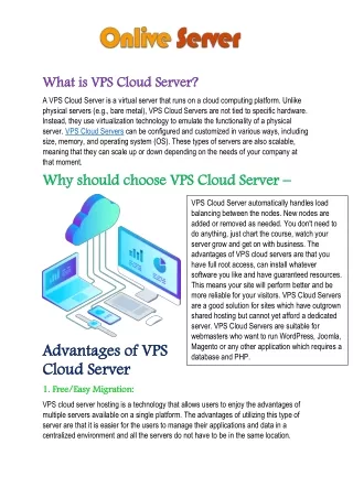 Buy VPS Cloud Server from Onlive Server