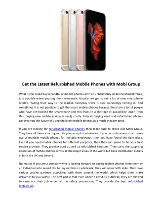 Get the Latest Refurbished Mobile Phones with Mobi Group