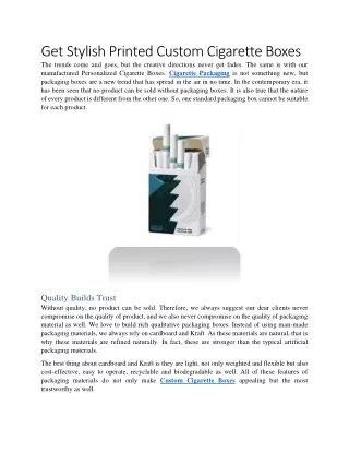Get Stylish Printed Custom Cigarette Boxes