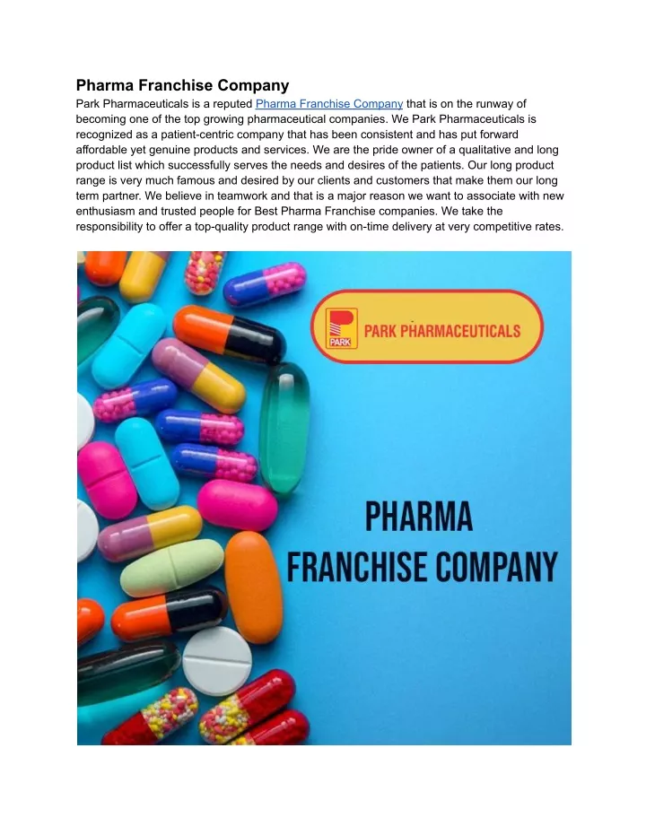 pharma franchise company park pharmaceuticals