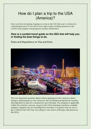 how do i plan a trip to the usa america