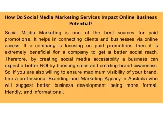 How Do Social Media Marketing Services Impact Online Business Potential