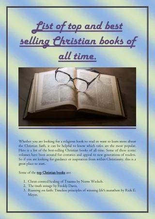 List of top and best selling Christian books of all time.