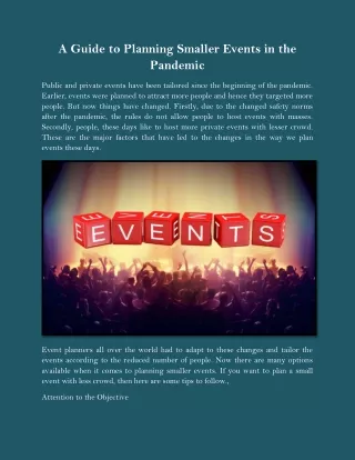 a guide to planning smaller events in the pandemic