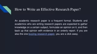 how to write an effective research paper