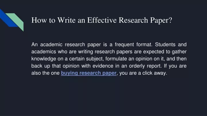 how to write an effective research paper ppt