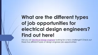 What are the different types of job opportunities for electrical design engineer