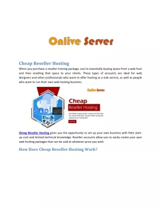 Grow your Cheap Reseller Hosting Platform From Onlive Server