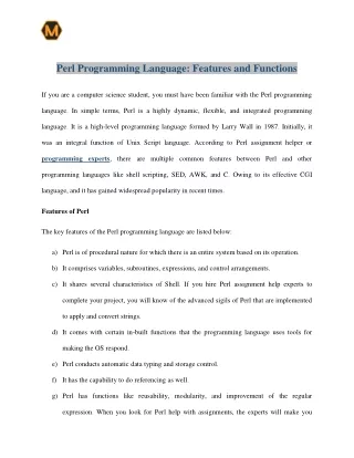 perl programming language features and functions