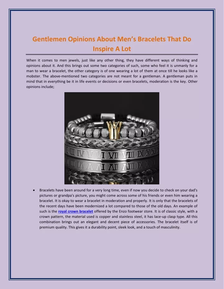 gentlemen opinions about men s bracelets that