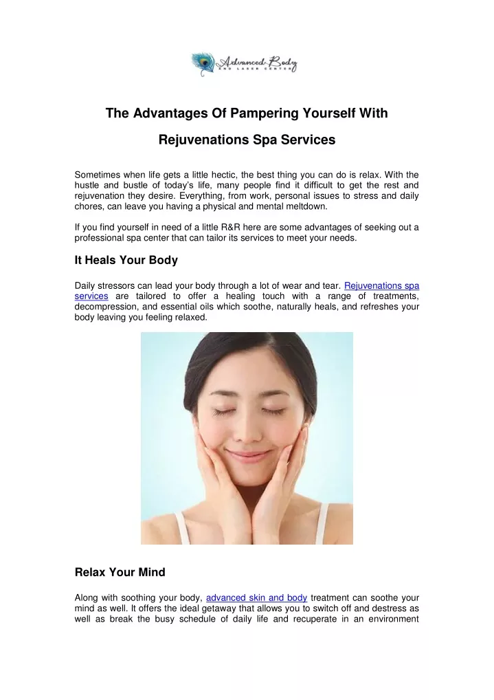 the advantages of pampering yourself with