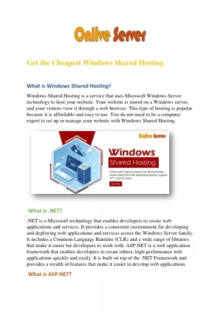 Get the Cheapest Windows Shared Hosting