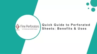 quick guide to perforated sheets benefits uses