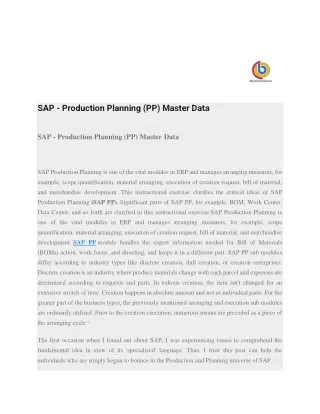 SAP PP Module PDF | SAP PP Online Training PDF| S4 HANA PP PDF