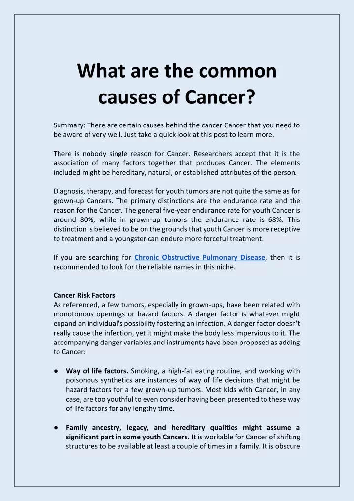 what are the common causes of cancer