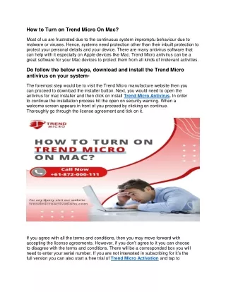 how to turn on trend micro on mac
