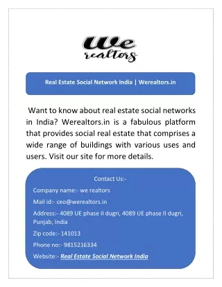 Real Estate Social Network India | Werealtors.in