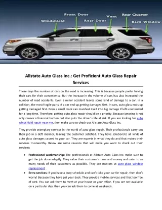 Allstate Auto Glass Inc-Get Proficient Auto Glass Repair Services