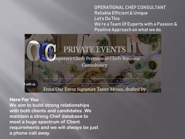 operational chef consultant reliable efficient