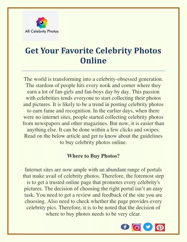get your favorite celebrity photos online