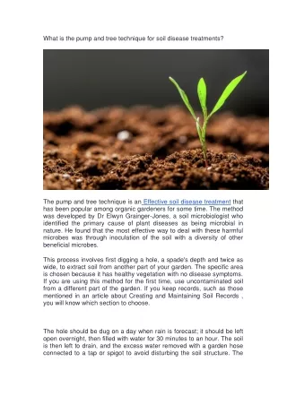 what is the pump and tree technique for soil