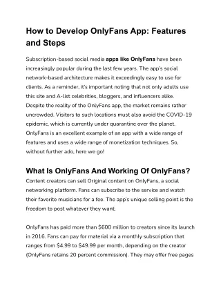 How to Develop OnlyFans App: Features and Steps, Cost