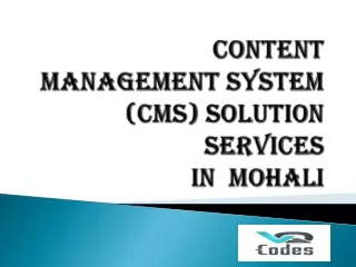 Content Management System (CMS) Solution Services in Mohali