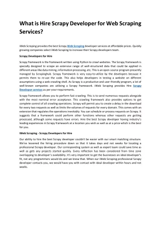 what is hire scrapy developer for web scraping