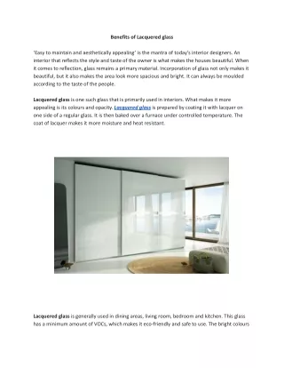 Benefits of Lacquered glass