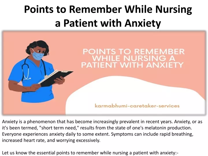 points to remember while nursing a patient with