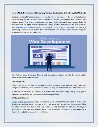 How a Web Development Company Helps a Business to Get a Beautiful Website