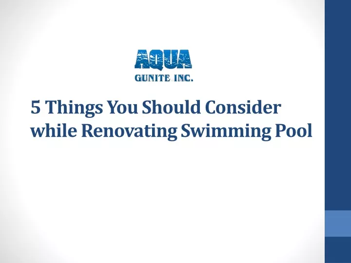 5 things you should consider while renovating swimming pool