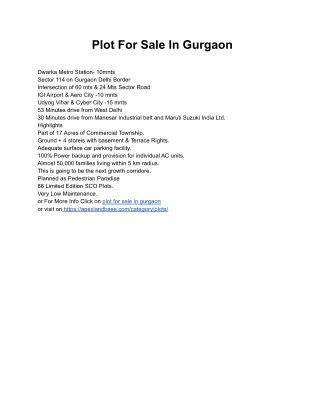plot for sale in gurgaon