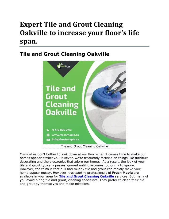 expert tile and grout cleaning oakville