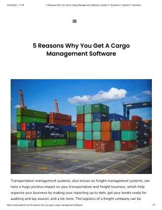 5 Reasons Why You Get A Cargo Managent Software