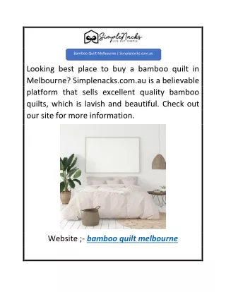 Bamboo Quilt Melbourne  Simplenacks.com.au