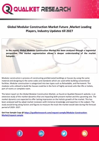 global modular construction market future market