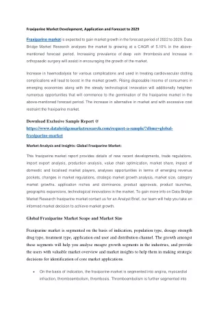 fraxiparine market development application